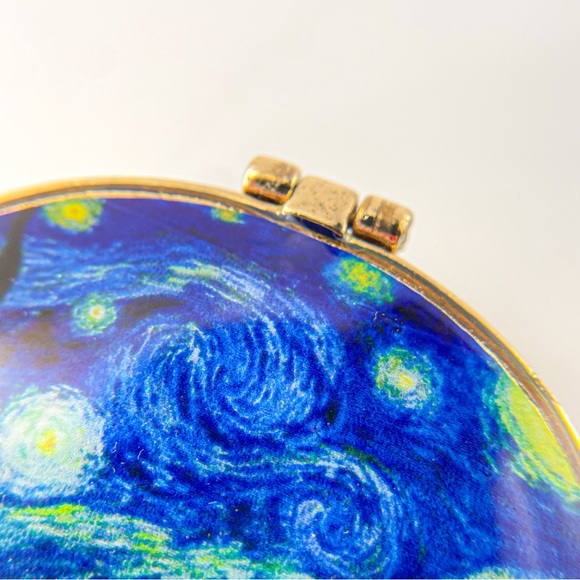 Starry Night by Vincent Van Gogh RARE Small Enamel Trinket Box with Crystal - Picture 4 of 11